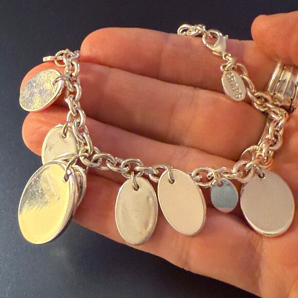 CHAPS Silver Tone Paillette Charm Bracelet - Picture 6 of 8